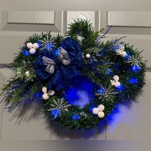 Beautiful, hand made, Hanukkah Mickey Mouse shaped wreath.